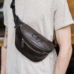 Кожаная поясная сумка с гравировкой Мейсон, цвет коричневый