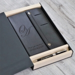 Подарочный набор кожаный дизайнерский ежедневник и ручка Pierre Cardin с гравировкой Орландо