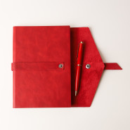 Подарочный набор кожаный ежедневник и ручка Pierre Cardin с гравировкой "Red", цвет красный