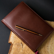 Набор ежедневник и ручка в подарочной коробке с гравировкой "Galant", цвет коричневый