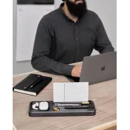 Настольная подставка-органайзер с гравировкой "Практика", черная