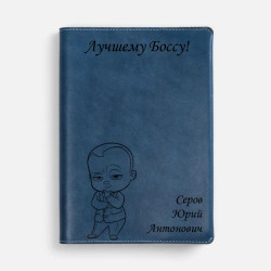 Кожаный ежедневник "Слот" сменный блок, цвет синий