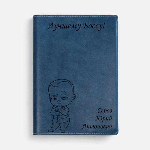 Кожаный ежедневник "Слот" сменный блок, цвет синий
