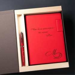 Набор ежедневник и ручка Pierre Cardin с гравировкой "Mazari Red" в коробке