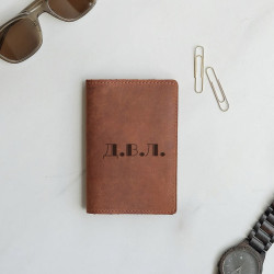 Обложка для паспорта с гравировкой "Арго", цвет рыжий