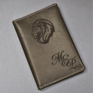 Кожаная обложка для паспорта с гравировкой "Self grey"