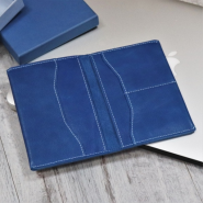 Кожаная обложка для паспорта с гравировкой "Self blue"