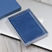 Кожаная обложка для паспорта с гравировкой "Self blue"