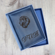 Кожаная обложка для паспорта с гравировкой "Self blue"