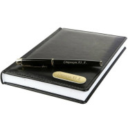 Набор ежедневник + ручка в подарочной коробке с гравировкой, цвет черный