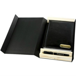 Набор ежедневник + ручка в подарочной коробке с гравировкой, цвет черный