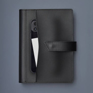 Кожаный ежедневник с гравировкой "Гарольд", цвет черный