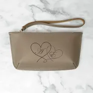 Кожаный несессер с гравировкой, цвет бежевый