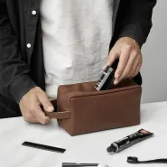 Кожаный несессер с гравировкой, цвет рыжий