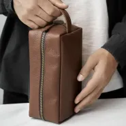 Кожаный несессер с гравировкой, цвет рыжий