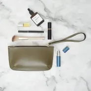 Кожаный несессер с гравировкой, цвет розовый