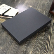 Кожаный ежедневник А4 "Grand Black" со съемной обложкой, цвет черный, золоченый срез