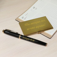 Набор в подарочной коробке визитница и ручка Parker c гравировкой "Гриф"