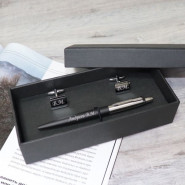 Подарочный набор ручка Parker c гравировкой и запонки "Royal"