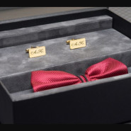 Подарочный набор бабочка и запонки с гравировкой "Black tie"