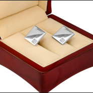 Серебряные запонки Swarovski с гравировкой