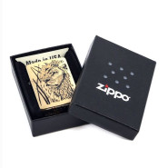 Зажигалка ZIPPO Proud Lion, с покрытием Brushed Brass, латунь/сталь, золотистая, матовая, 36x12x56 мм