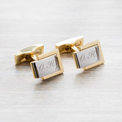 Запонки дизайнерские с гравировкой "Премиум", цвет серебро/золото