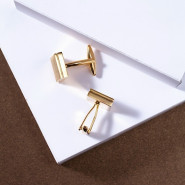 Запонки квадратные матовые с гравировкой  «Князь», золото