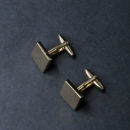 Запонки глянцевые квадратные "Гарвард" с гравировкой, цвет золото