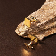 Запонки квадратные глянцевые с гравировкой «Герцог», золото