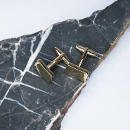 Запонки глянцевые квадратные "Гарвард" с гравировкой, цвет золото