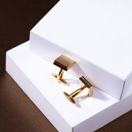 Запонки квадратные матовые с гравировкой  «Князь», золото