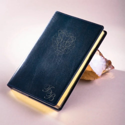 Кожаный ежедневник с гравировкой «Аллегро», сменный блок, синий с золотым срезом