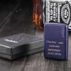 Зажигалка ZIPPO Classic с покрытием Navy Matte, латунь/сталь, синяя с фирменным логотипом, матовая, 36x12x56 мм