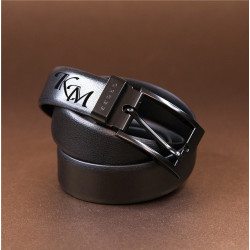 Ремень кожаный Cross с гравировкой, цвет черный