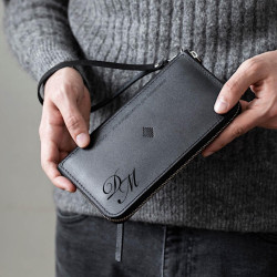 Портмоне на молнии с гравировкой "Авиатор-lux", цвет черный