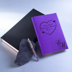 Подарочный набор ежедневник со сменным блоком и ручка Parker с гравировкой "Сорренто", цвет фиолет