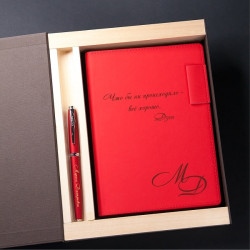 Набор ежедневник и ручка Pierre Cardin с гравировкой "Mazari Red" в коробке