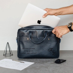Кожаная сумка с гравировкой "Case Blue"