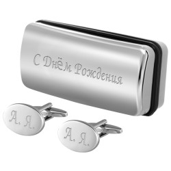 Овальные запонки в хромированной подарочной коробке