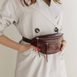 Кожаная сумка с персональной гравировкой "Сомерсет", цвет марсала