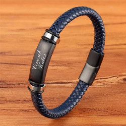 Мужской браслет с гравировкой "Exclusive", синий