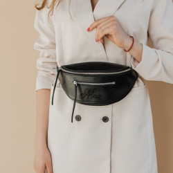 Кожаная сумка с персональной гравировкой "Сомерсет", цвет черный