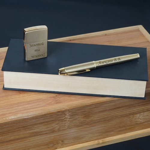 Подарочный набор ручка Parker и зажигалка Zippo "Золотой век" с гравировкой