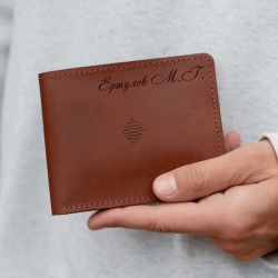 Портмоне с гравировкой, цвет рыжий