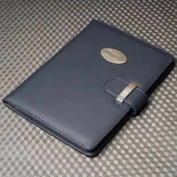 Папка А5 "Важные мысли", синяя, с гравировкой на шильде