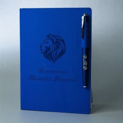 Именной ежедневник с гибкой обложкой, покрытием soft touch «Дженга», цвет синий