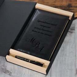 Персональный набор ежедневник из эко-кожи с золотым срезом и ручка Pierre Cardin "Сальвадор"