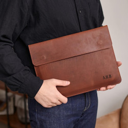 Папка для документов и ноутбука с гравировкой «Милан», цвет коричневый