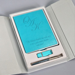 Набор ежедневник, ручка и флешка с гравировкой "Лига"